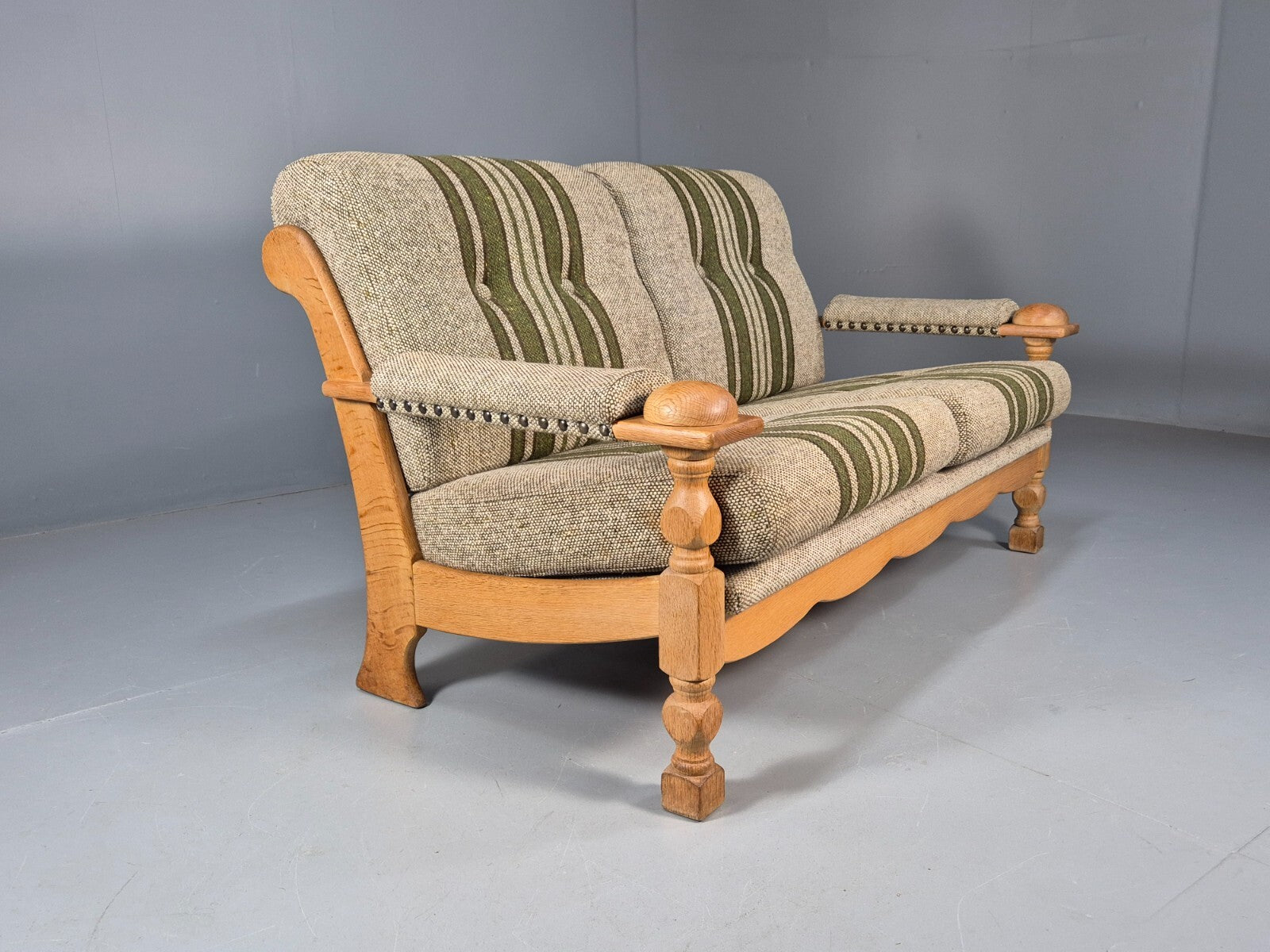 Vintage Kjearnulf Style 2 Seat Sofa 1970s Danish Oak and Wool EB9562 M2SS - UKDK FURNITURE