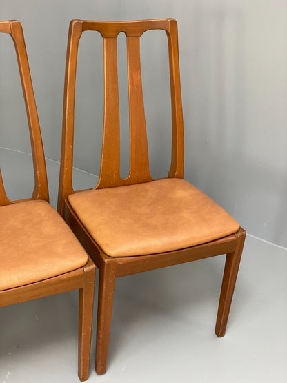 Vintage Nathan Tan Dining Chairs Set Of 4 Vinyl Mahogany 1970s EB9728 MDIN - UKDK FURNITURE