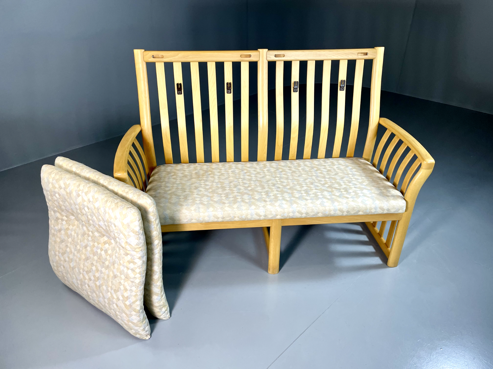 Danish 2 Seater Sofa Beech Frame Retro Vintage 1980s EB6361 M2SS6