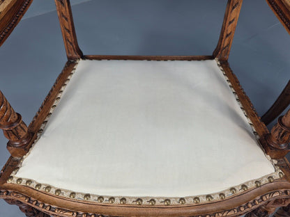2 Vintage Danish Lounge Chairs Rattan Walnut Louis XVI Style Antique EB8995 VBER - UKDK FURNITURE