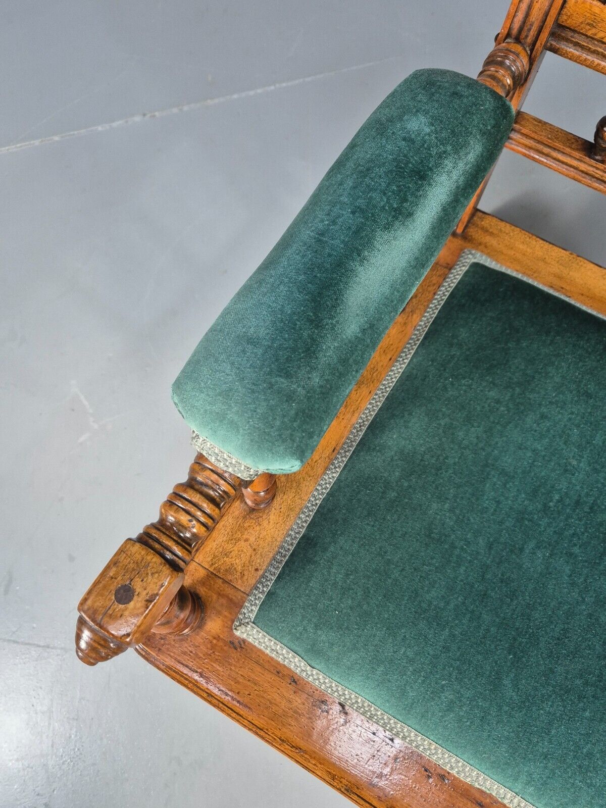 An Edwardian Mahogany Rocking Chair American Style Green Velvet EB9408 VCLO - UKDK FURNITURE