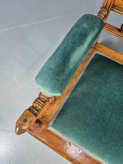 An Edwardian Mahogany Rocking Chair American Style Green Velvet EB9408 VCLO - UKDK FURNITURE