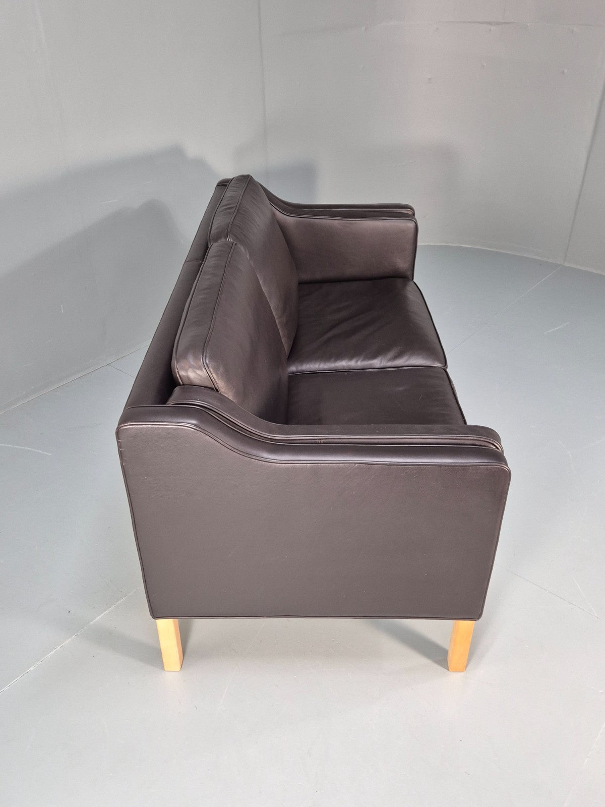 Mid Century Two Seater Sofa Danish Black Leather Mogensen Vintage  EB10107 M2SS12