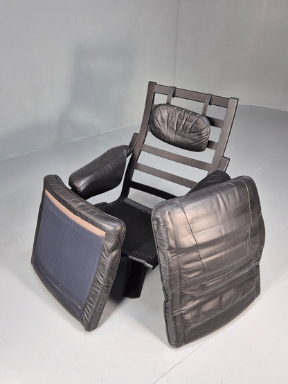 Vintage Danish Swivel Chair Black Leather Retro Seating EB8882 MSWI - UKDK FURNITURE