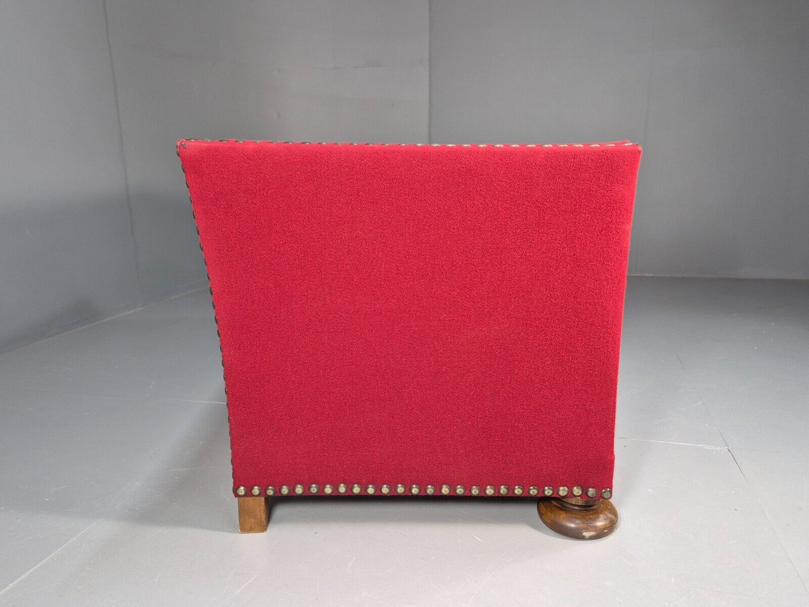 Vintage Danish 2 Seat Sofa Red Wool Oak Bun Feet Antique 1920s EB8940 M2SS - UKDK FURNITURE