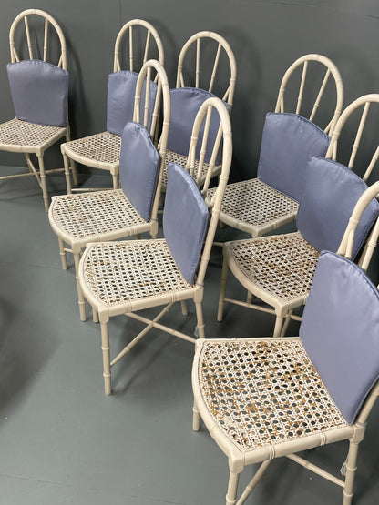 White Bamboo Dining Table & 8 Chairs Harrods 1950s Plantation Style EB11554 MWOO19