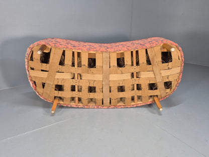 Vintage 3 Seater Sofa Banana Shaped Peach Floral Danish Design EB9572 V3SS - UKDK FURNITURE