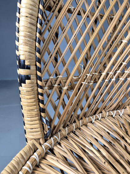 EB7116 Vintage Bamboo Cane Peacock Chair 1980s Retro VBER - UKDK FURNITURE