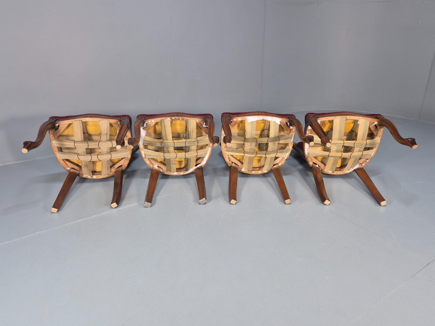 4 Rococo Saloon Chairs Vintage Reproductions Red Velour 1980s EB10691 VDIN11