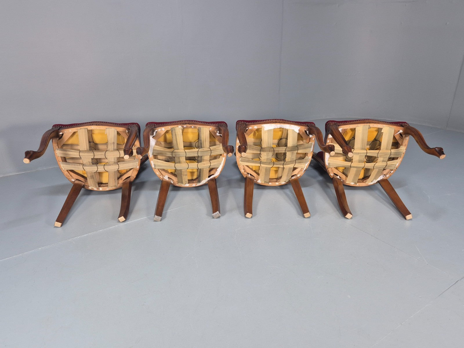 4 Rococo Saloon Chairs Vintage Reproductions Red Velour 1980s EB10691 VDIN11