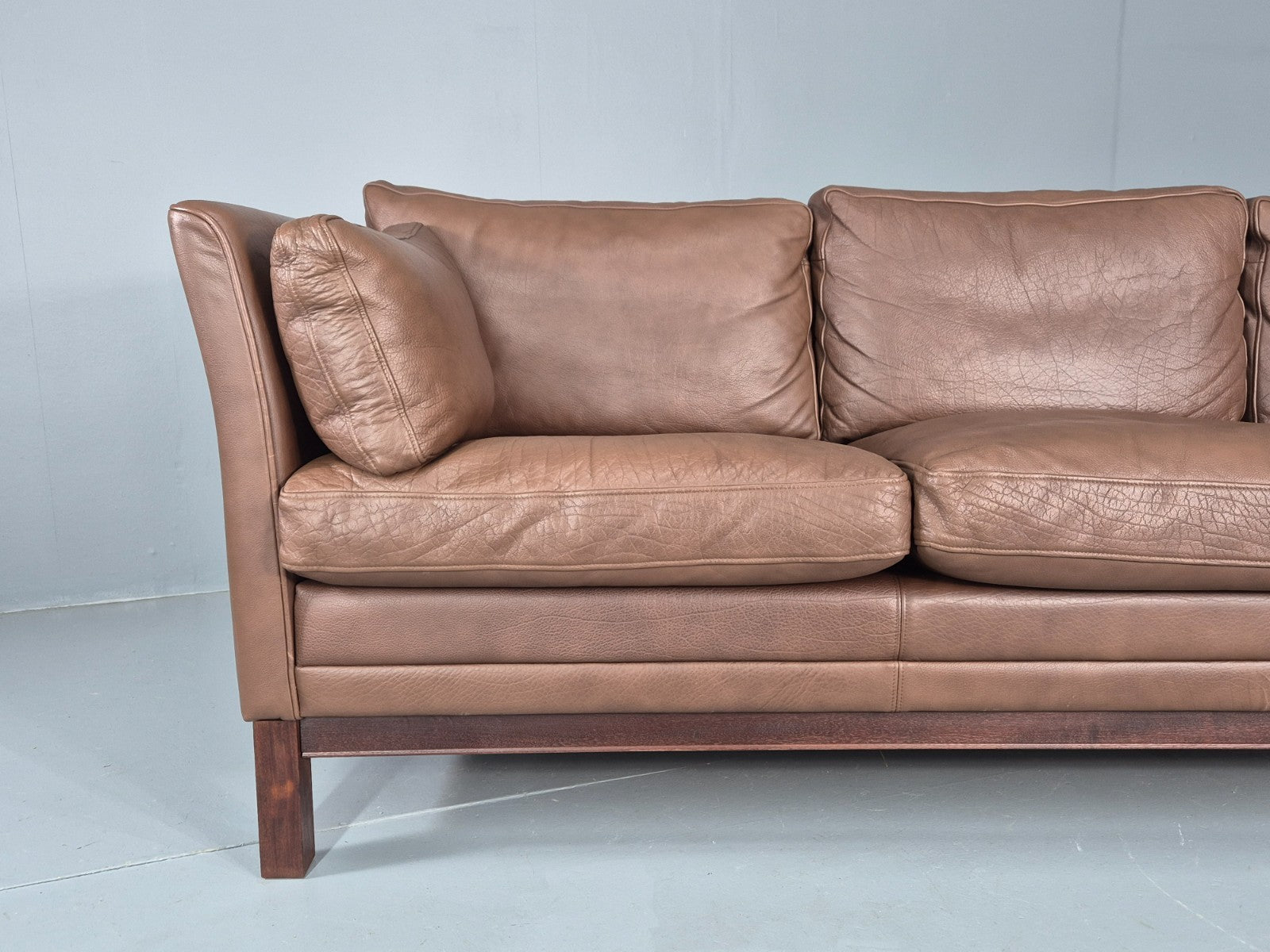 Vintage Danish 3 Seater Sofa Danish Brown Leather 1970s Retro MCM  EB10486 M3SS2
