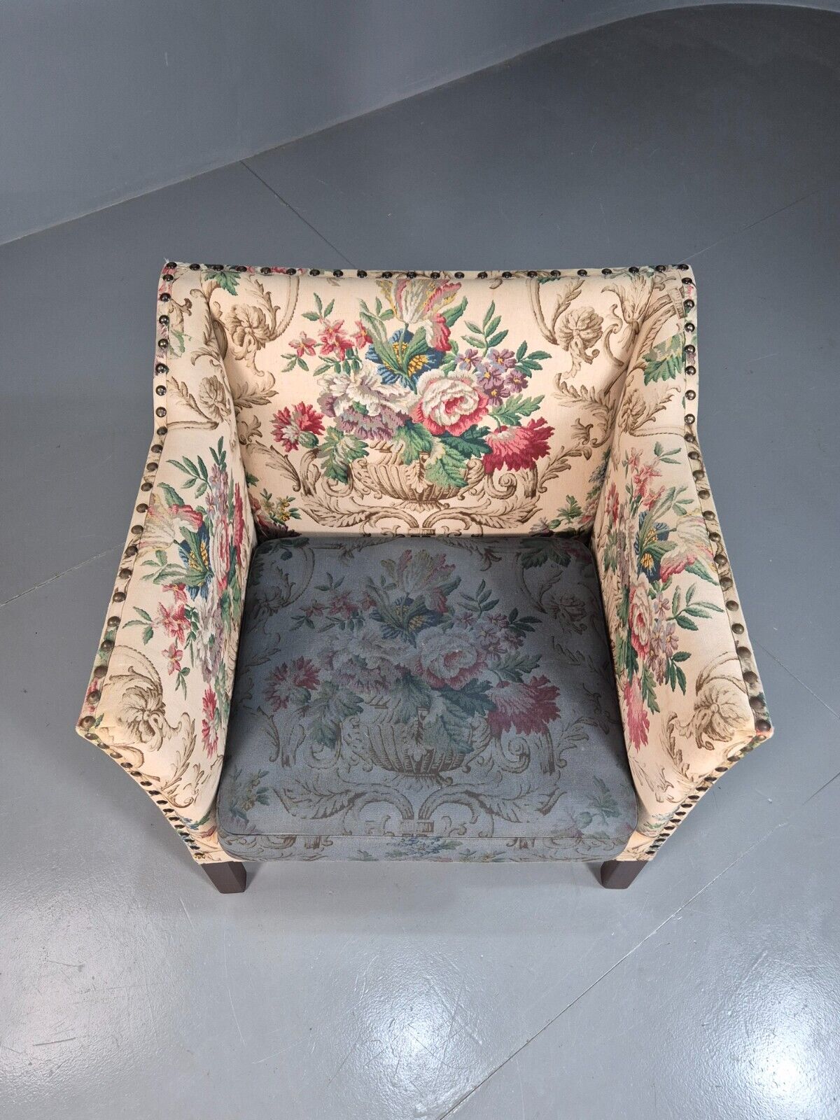 Vintage Danish Lounge Chair Floral Upholstery Retro 1950s EB7869 MNOR - UKDK FURNITURE