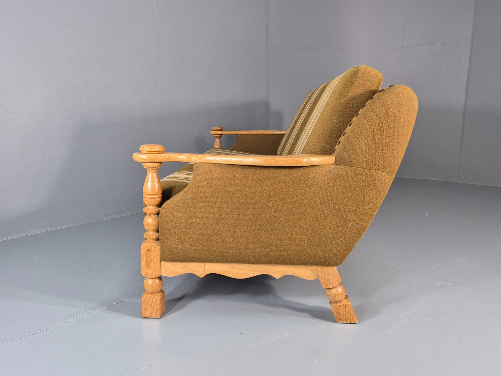 Vintage Danish Three Seater Settee Kjaernulf Style Oak Frame EB11313 M3SS19