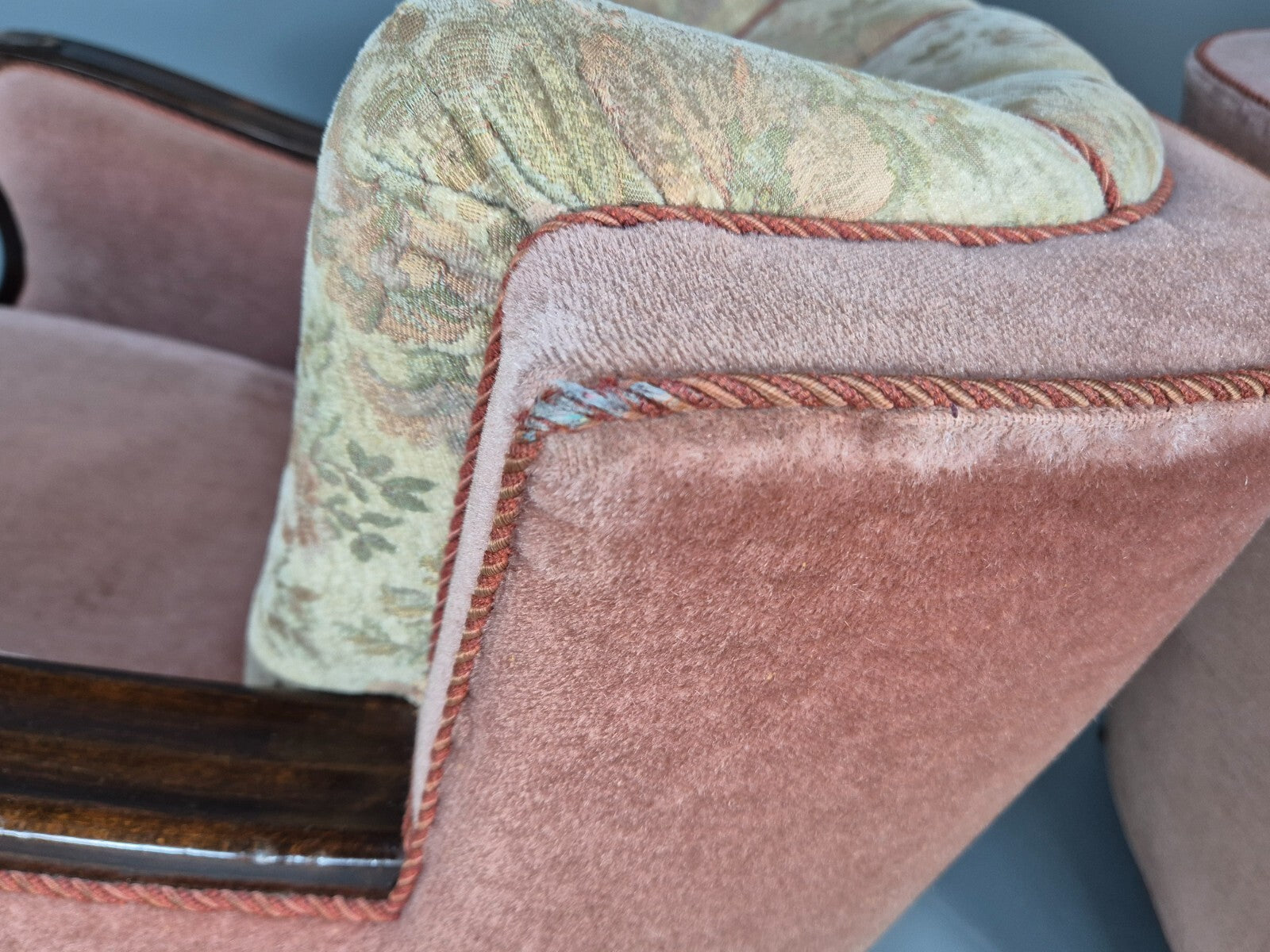 2 Vintage Danish Pink and Cream Art Deco Lounge Chairs 1940s EB9667 VCLO - UKDK FURNITURE
