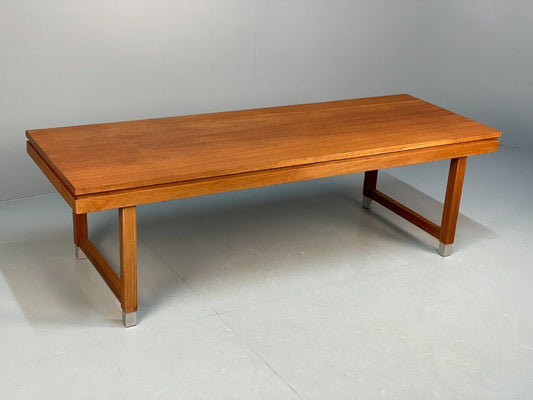 Midcentury Danish Teak Rectangular Coffee Table With Metal Feet EB8672 MWOO - UKDK FURNITURE