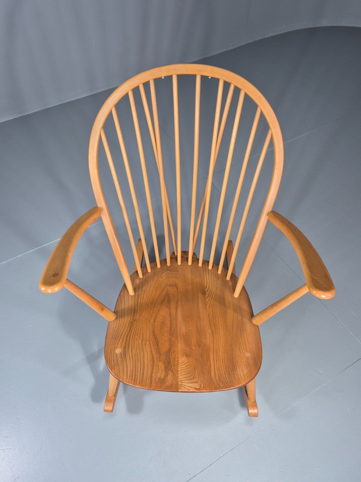 Vintage Ercol Rocking Chair Model 315 Grandfather Chair Blonde Wood EB11273 MNOR3