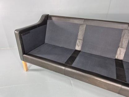 Vintage 3 Seat Sofa Danish Hurup Black Leather Retro MCM 1980s EB10472 M3SS12