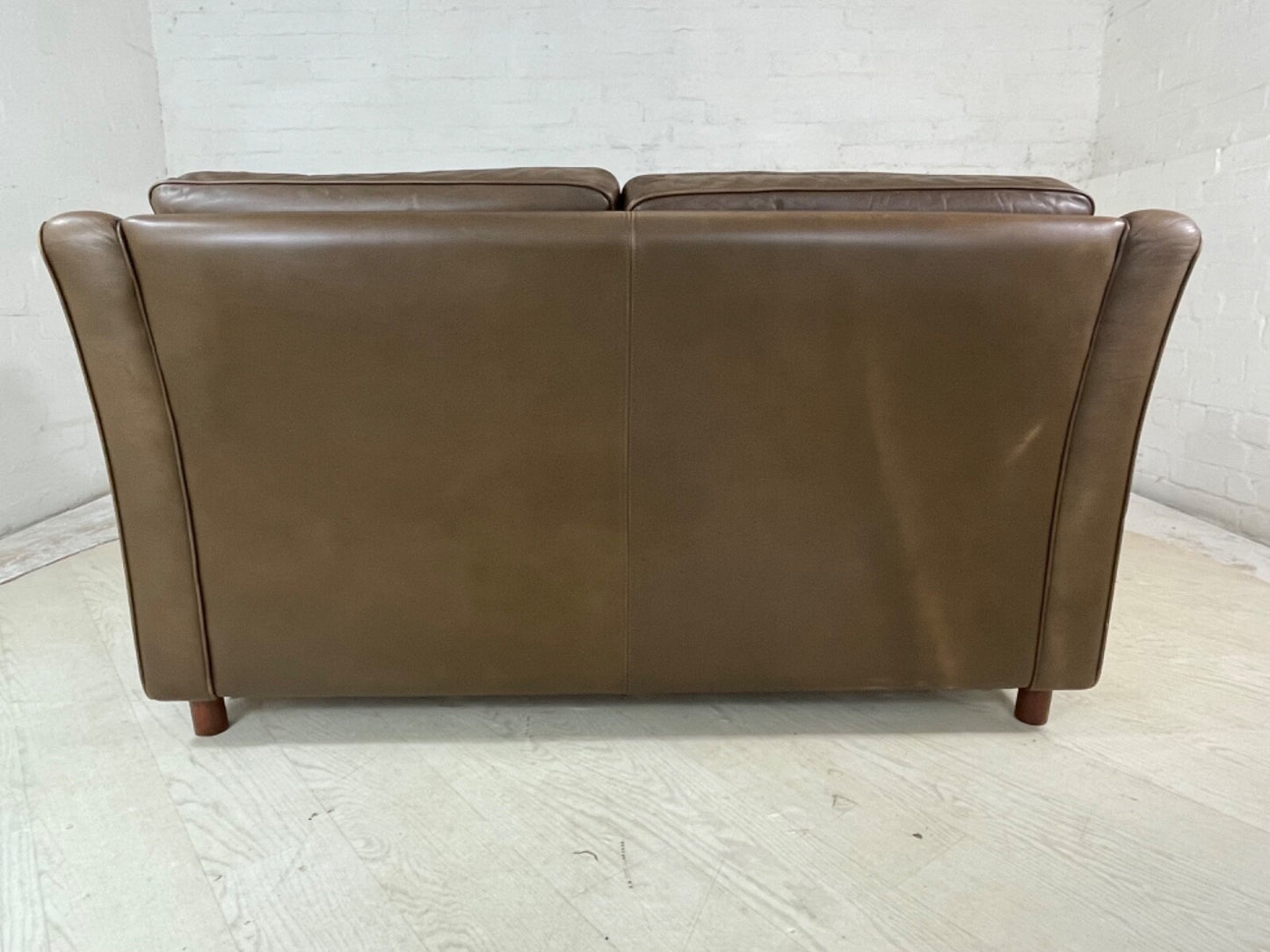 Leather Two Seat Sofa Vintage Danish 1970s Retro Thams Style EB4087 M2SS6