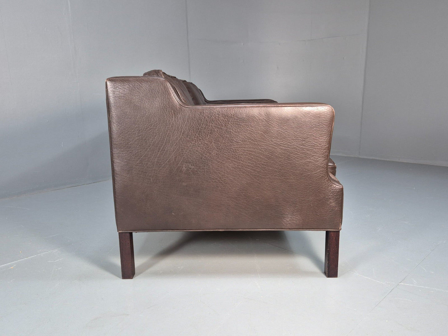 Midcentury Two Seater Sofa Brown Leather Vintage Danish 1970s Retro EB10101 M2SS11