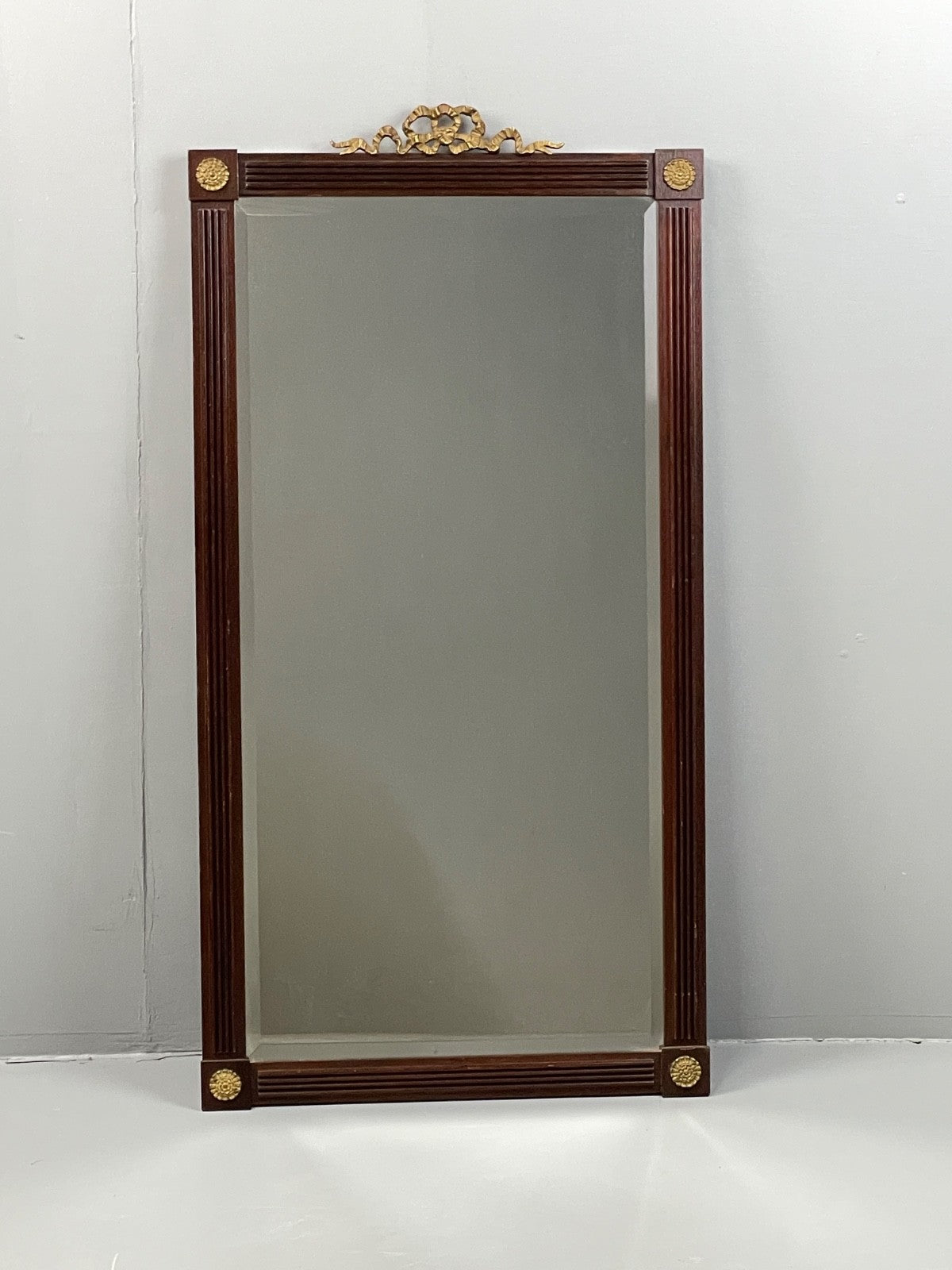 Vintage Mahogany Wall Mirror Regency Style Brass Detailing EB11052 MWOO0