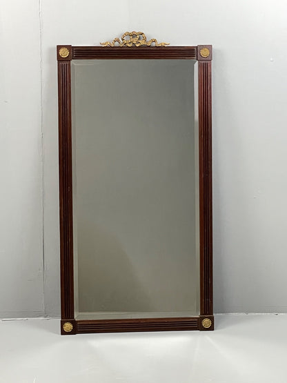 Vintage Mahogany Wall Mirror Regency Style Brass Detailing EB11052 MWOO0