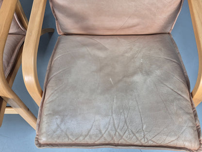 2 Stouby Tan Leather Bentwood Lounge Chairs 1980s Danish Design EB9303 MBEN - UKDK FURNITURE