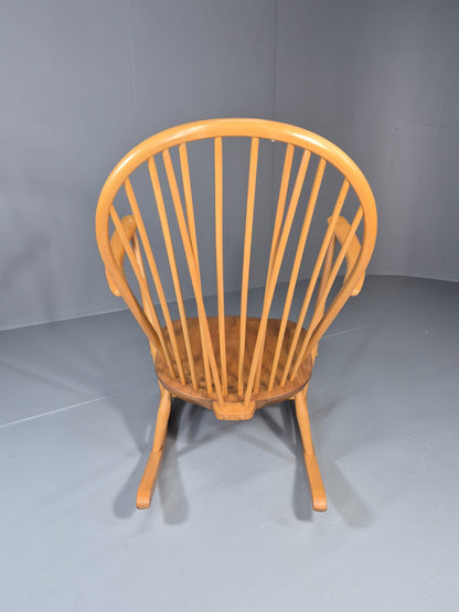 Vintage Ercol Rocking Chair Model 315 Grandfather Chair Blonde Wood EB11273 MNOR7
