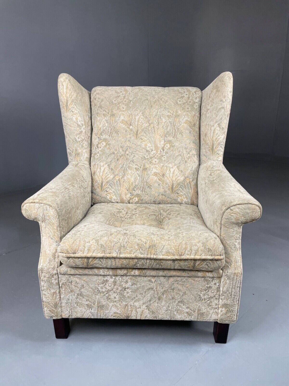 Danish Mid Century Floral Wing Back Armchair, Retro, Deco, Vintage EB4499 VCLO - UKDK FURNITURE