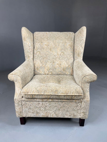 Danish Mid Century Floral Wing Back Armchair, Retro, Deco, Vintage EB4499 VCLO - UKDK FURNITURE