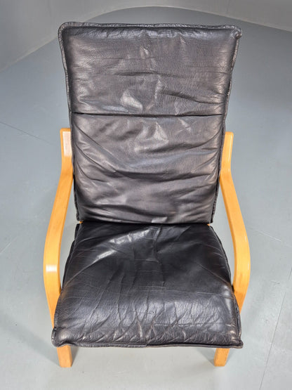 Vintage Stouby Black Leather Bentwood Armchair Retro Danish EB9297 MBEN - UKDK FURNITURE