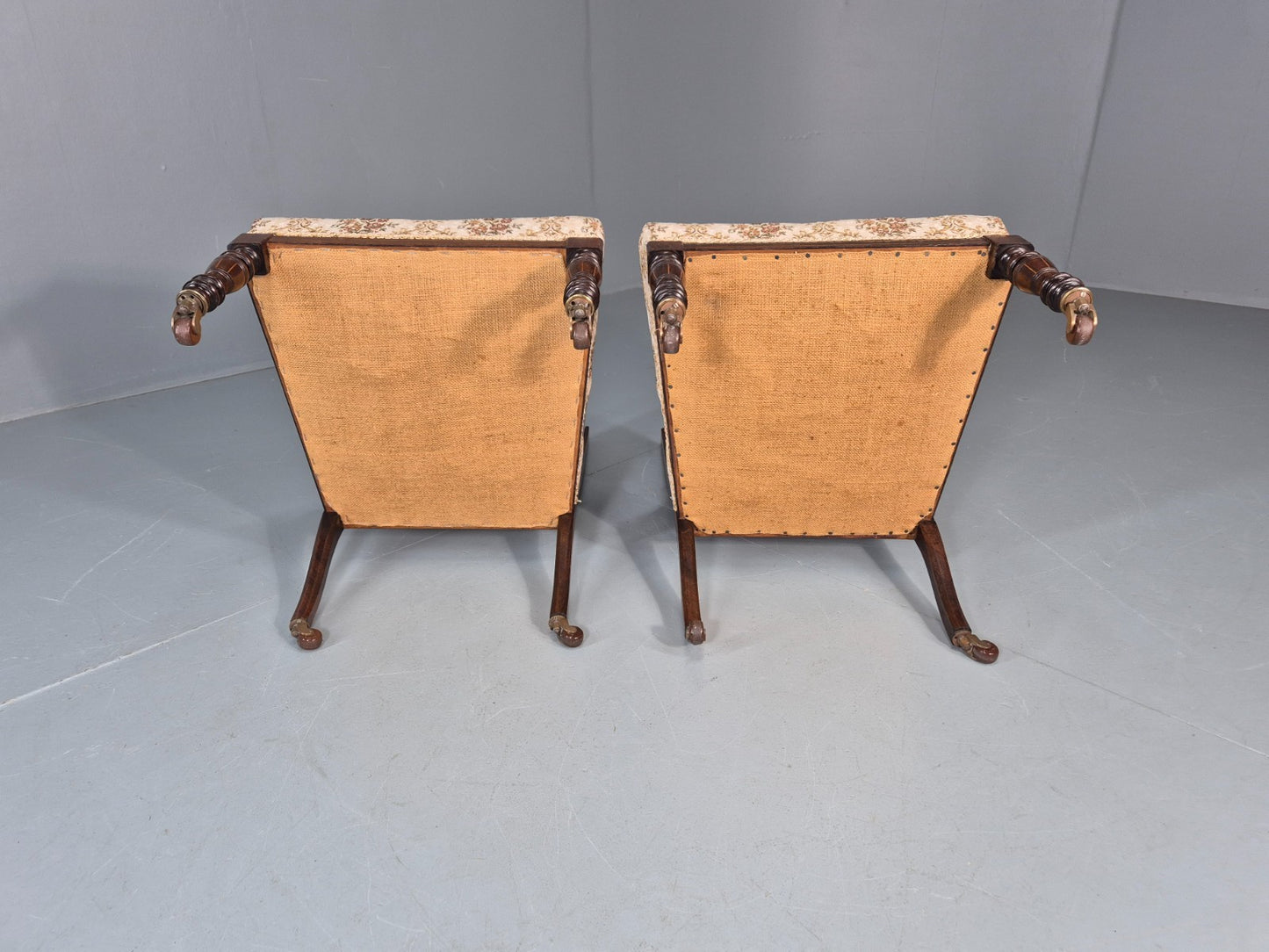 2 Antique Lounge Chairs Regency Revival Style Victorian Rosewood  EB10988 VCLO5