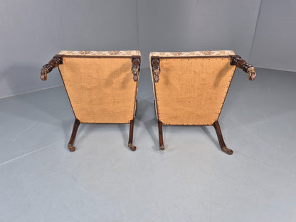 2 Antique Lounge Chairs Regency Revival Style Victorian Rosewood  EB10988 VCLO5