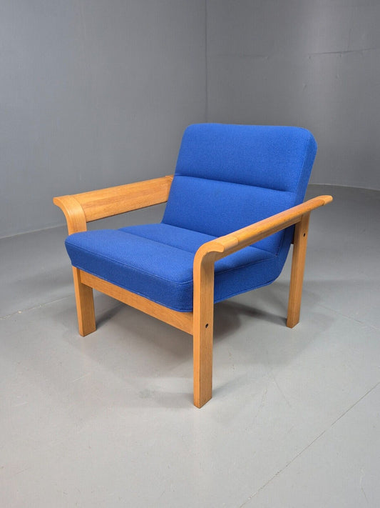 Vintage Danish Lounge Chair Blue Bentwood Magnus Olesen Retro 1970s EB8285 MNOR - UKDK FURNITURE