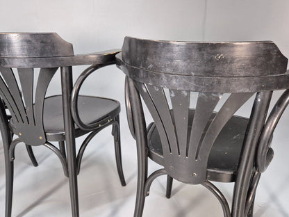 4 Vintage Bistro Chairs Black Thonet Style Czech Built Retro EB8859 VDIN - UKDK FURNITURE