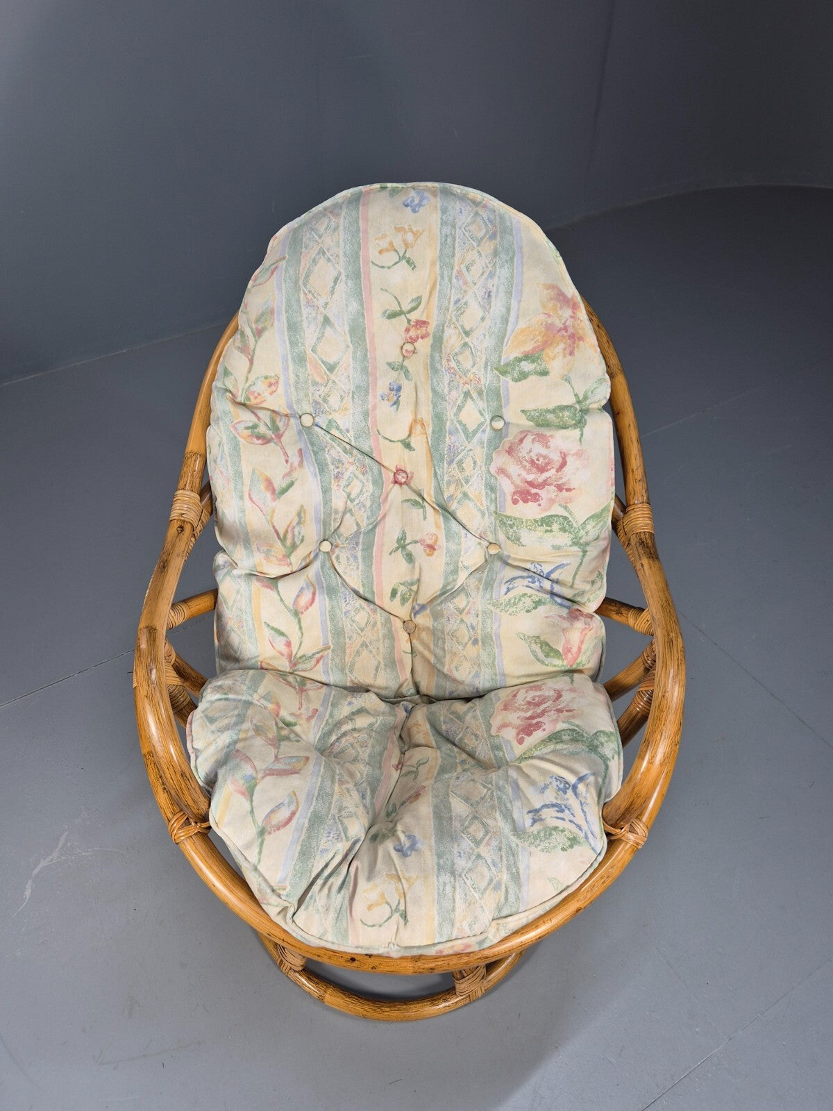 Vintage Cane Swivel and Rocking Based Lounge Chair 1970s Retro EB9454 VBER - UKDK FURNITURE