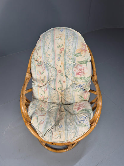 Vintage Cane Swivel and Rocking Based Lounge Chair 1970s Retro EB9454 VBER - UKDK FURNITURE