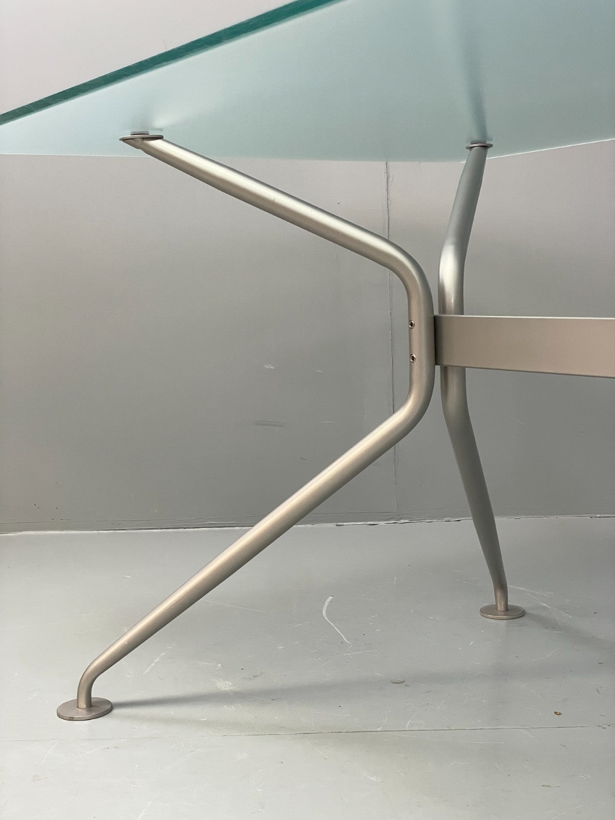 Italian Glass Dining Table Calligaris 'Play' Modern Steel Frame EB11542 MWOO12