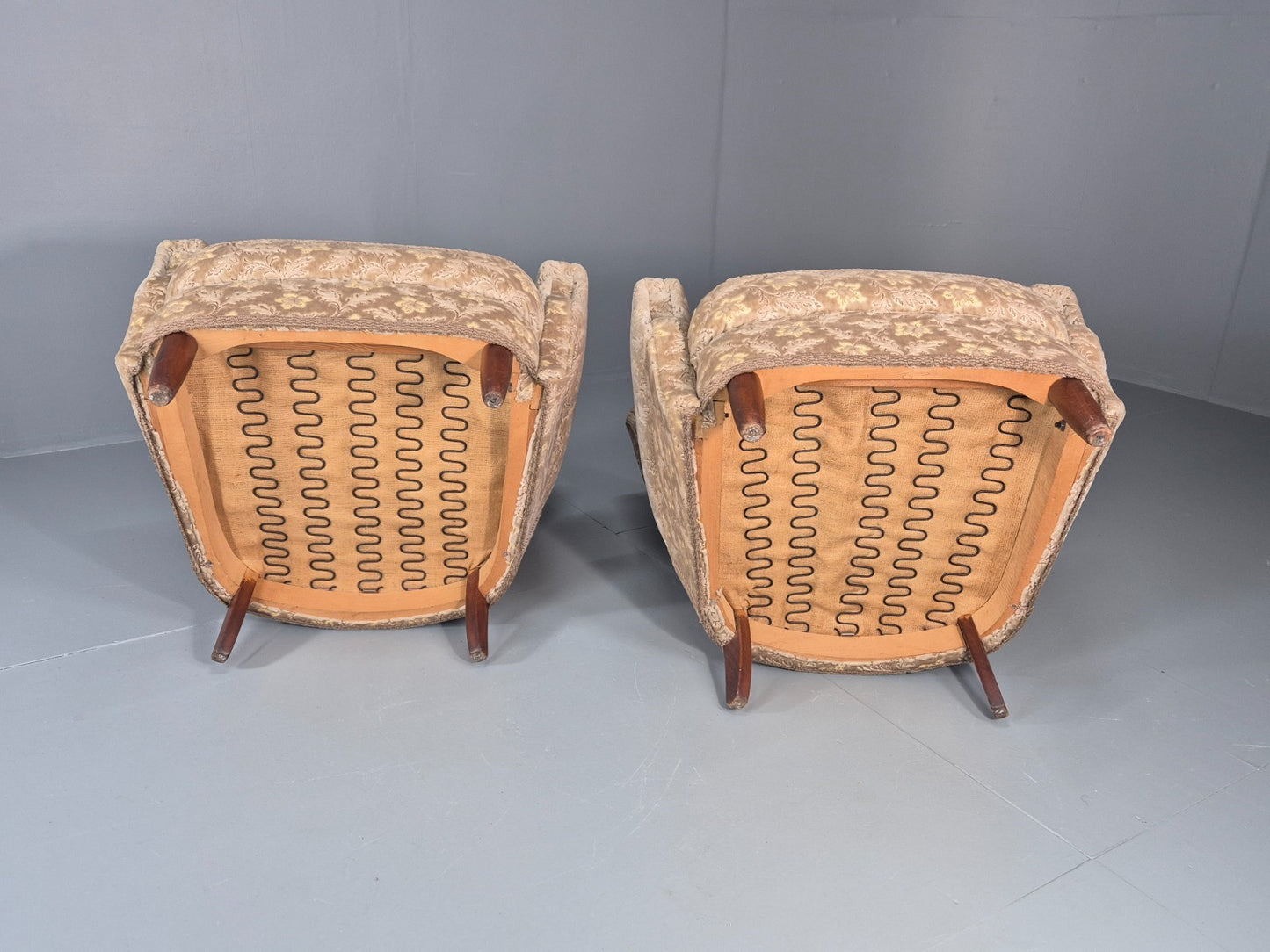 2 1950s Lounge Chairs Mid Century Danish Floral Moquette Retro  EB11318 MNOR10