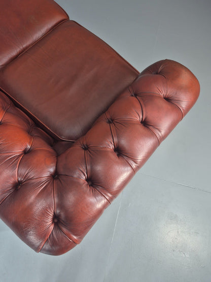 3 Seater Chesterfield Sofa Red Leather Studded Vintage EB11022 VCHE14