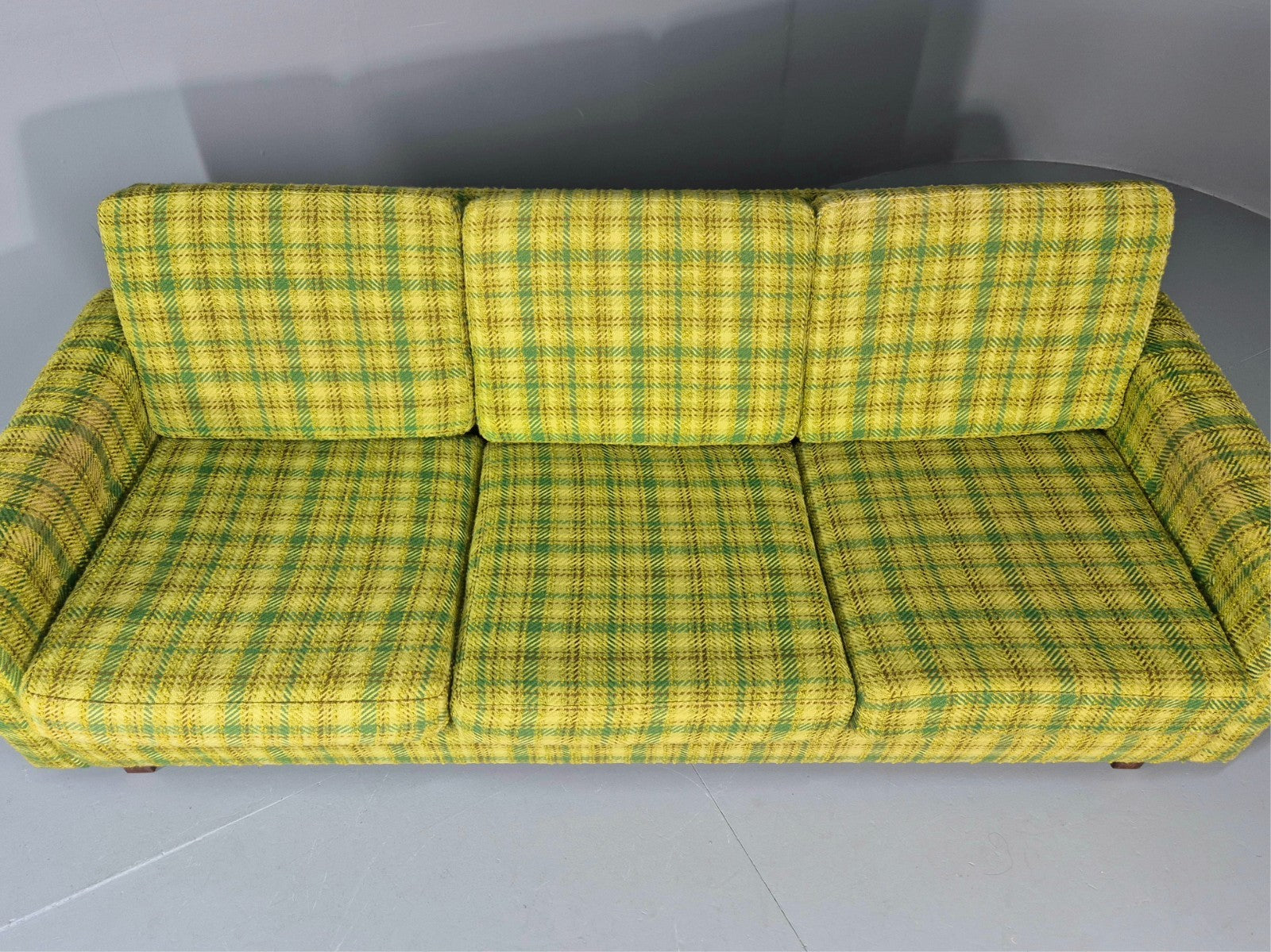 1970s Three Seater Sofa Vintage Danish Green Tones Wool Retro MCM  EB11350 M3SS6