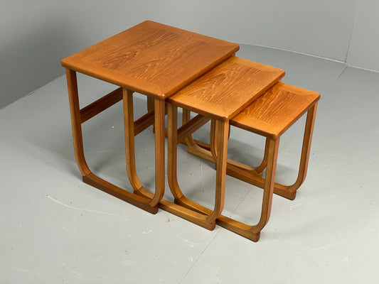 Vintage Nathan Side Tables 1980s Teak Nesting Set 3 Ply Frame EB11549 MWOO0