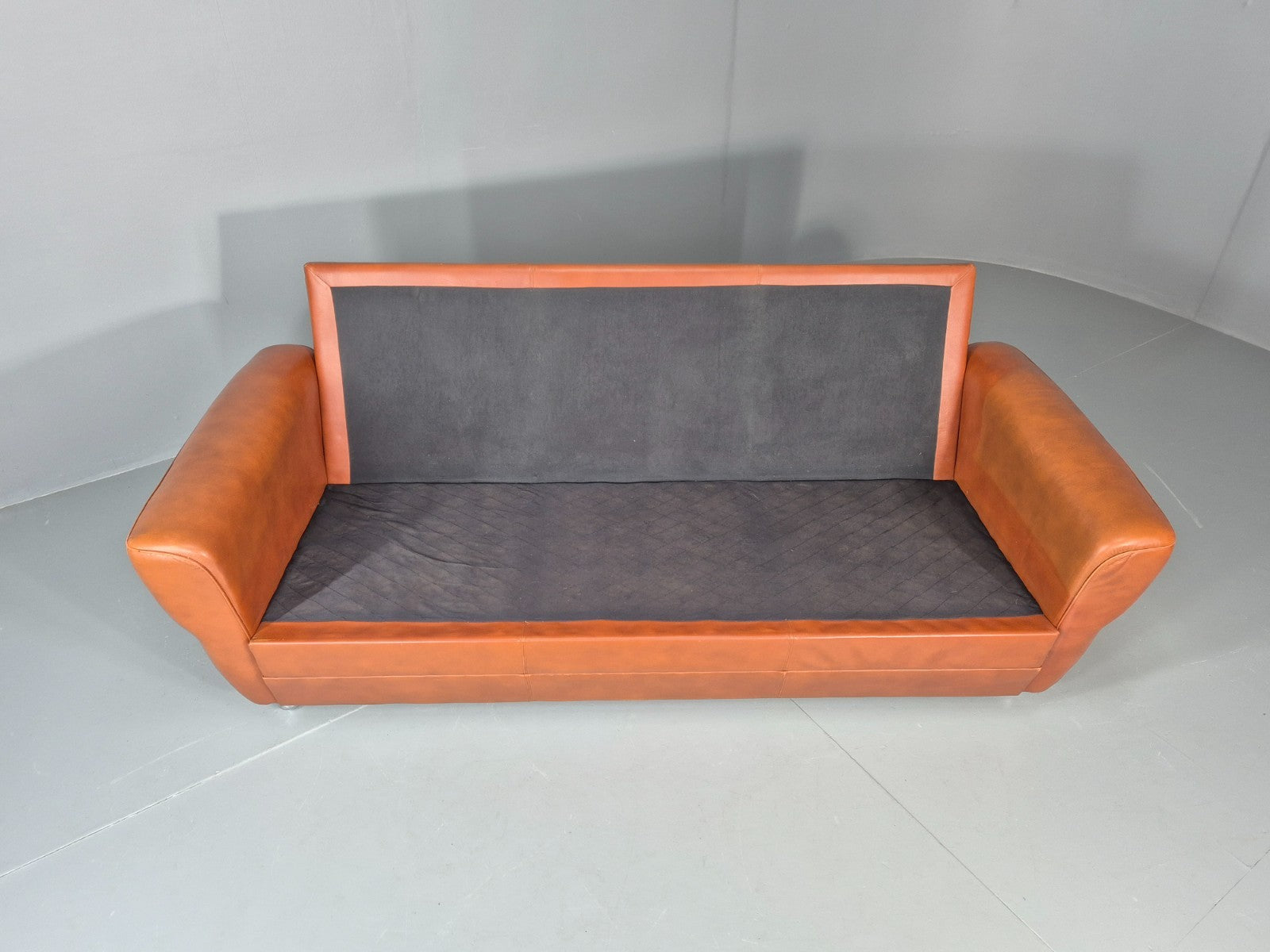 Vintage Danish 3 seater Settee 1970s Danish Tan Leather Retro MCM EB11638 M3SS6