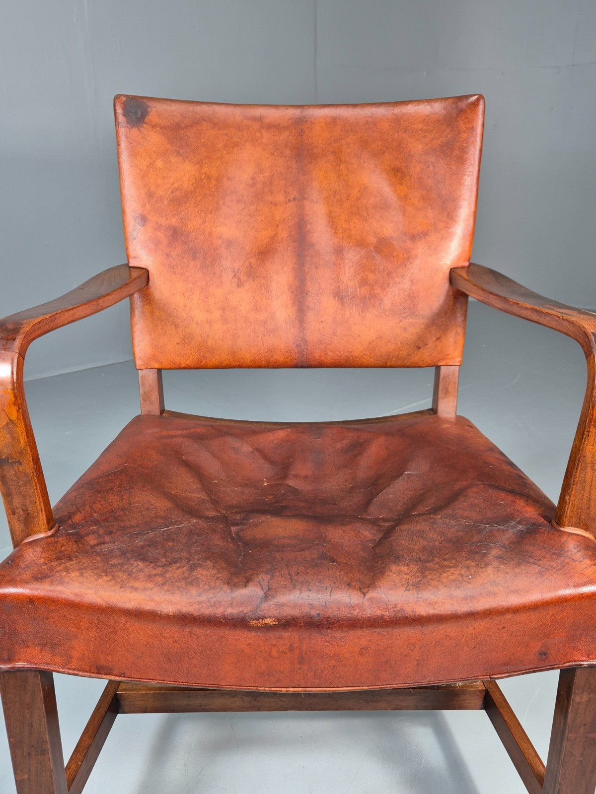 Danish Desk Chair 1930s Vintage Leather and Teak Kaare Klint Style EB10769 VLEA15