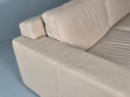 Vintage Natuzzi 2 Seat Sofa Cream Leather Modern Design EB11650 M2SS10