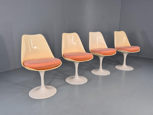 4 Tulip Based Swivel Chairs 1970s Retro Original Seat Pads EB11843 MDIN0