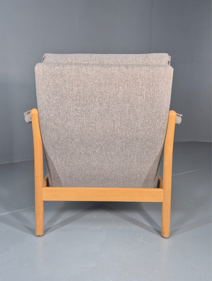 Vintage Lounge Chair Mid Century Danish Beech Frame New Upholstery EB11314 MNOR16