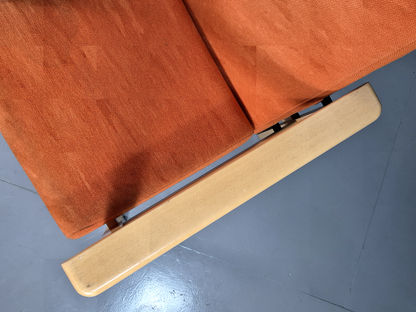 Vintage Danish Elbow Chair Orange Wool Beech Frame 1980s Retro EB7198 MNOR - UKDK FURNITURE