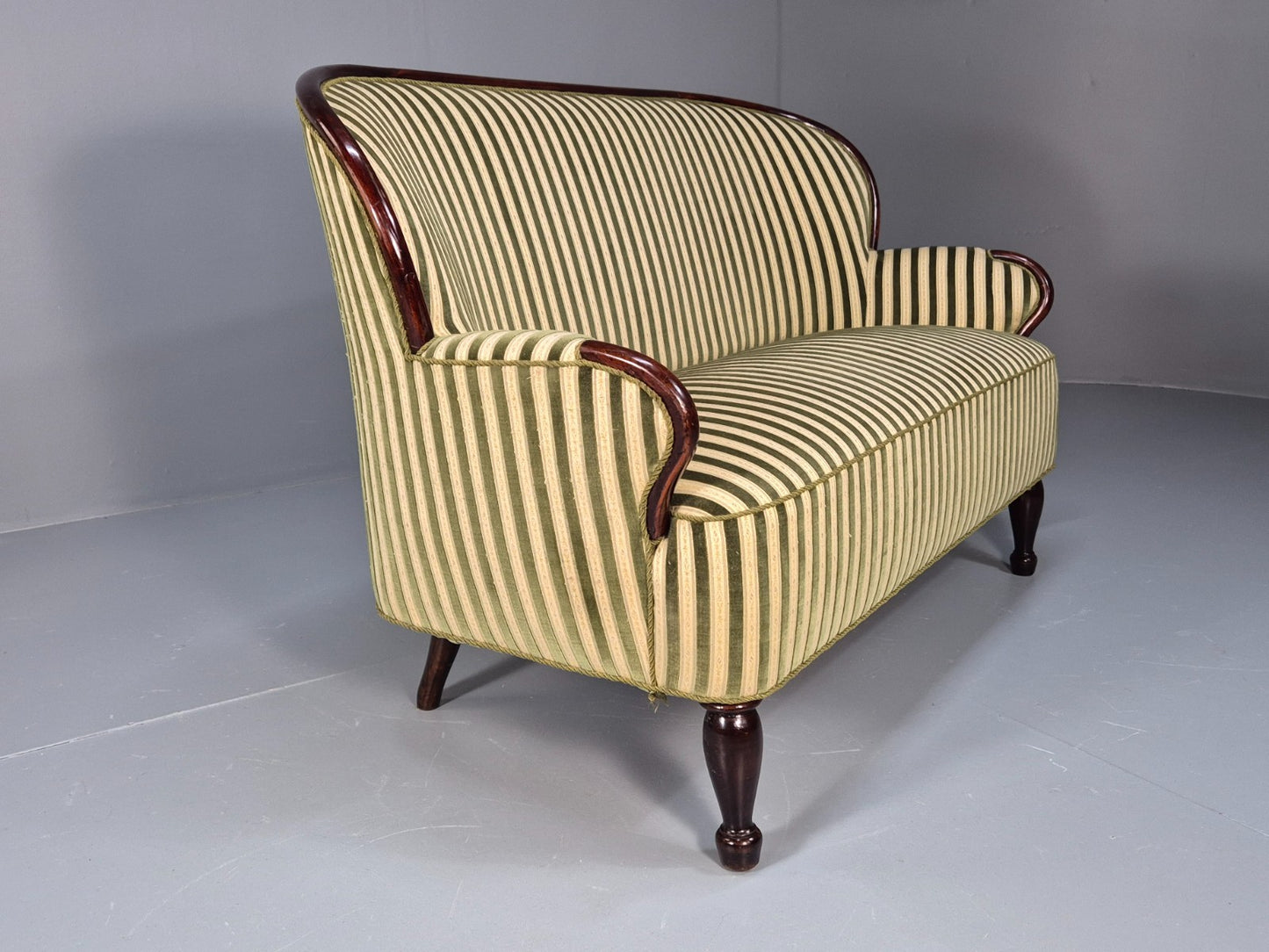 Antique Danish Gold and Green Mahogany Sofa 1900s EB9663 V2SS - UKDK FURNITURE