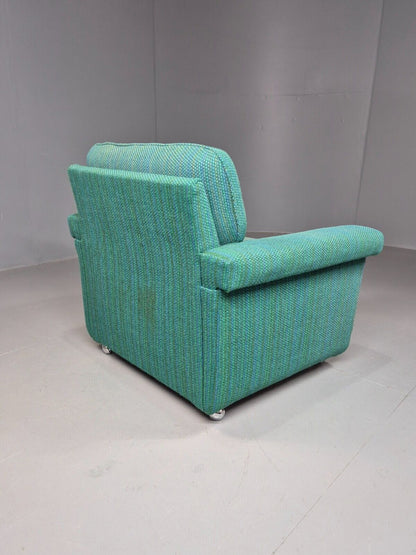Vintage Danish Lounge Chair Blue Wool Retro MCM 1970s E8292 MNOR - UKDK FURNITURE