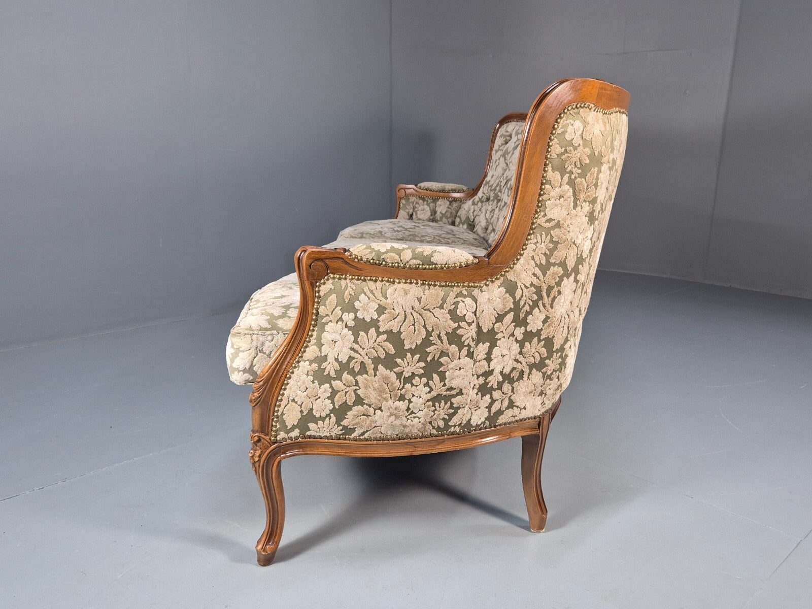 Vintage Danish Rococo Revival Floral upholstered 3 Seat Sofa EB9631 V3SS - UKDK FURNITURE